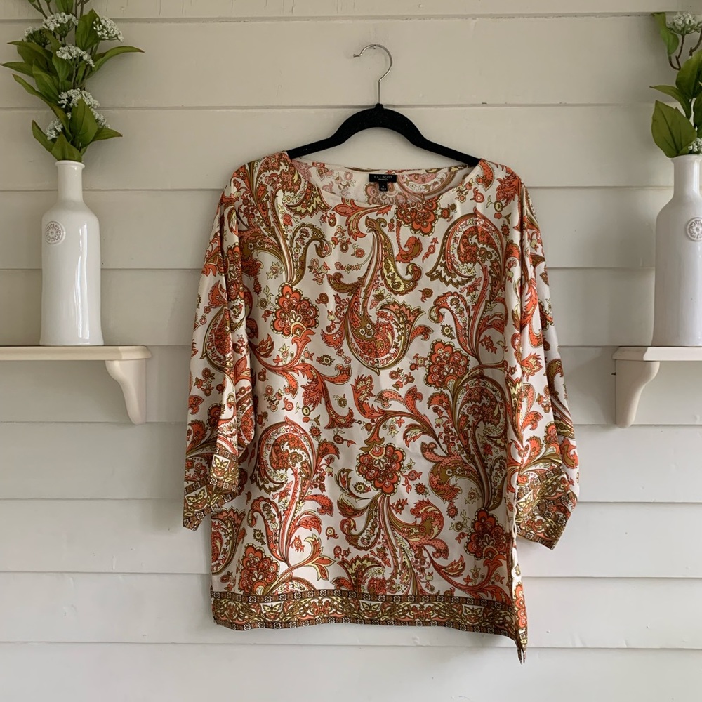 Talbots 100% Silk Paisley Top